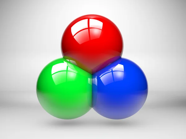 Rgb colors made with three spheres — Stock Photo, Image
