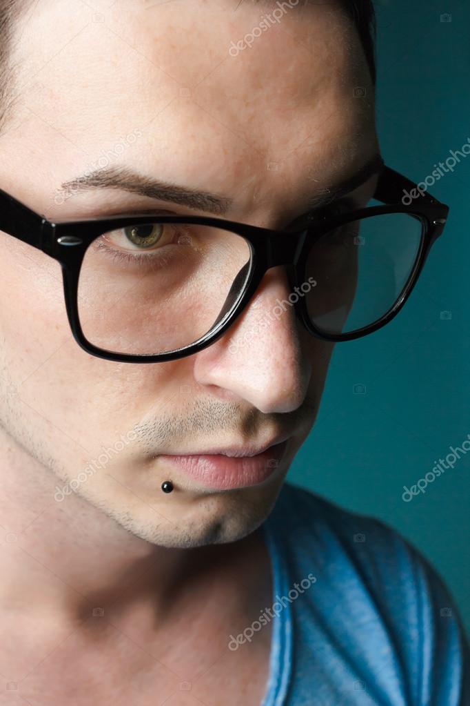 Closeup Studio Portrait of a Young Trendy Man Hipster with Clean ...