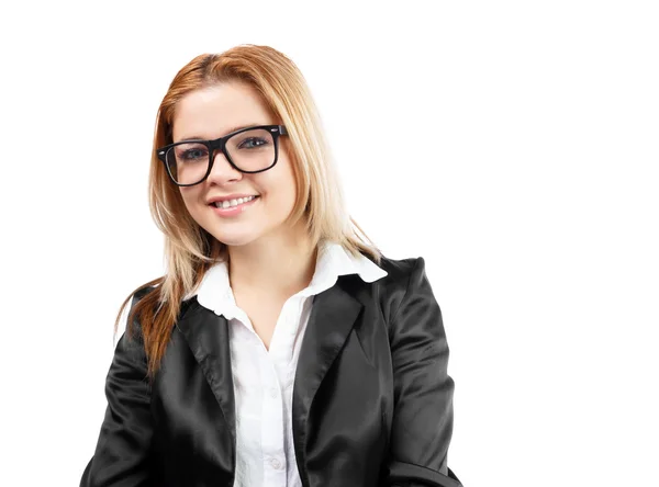 Smiling attractive business woman isolated on white — Stock Photo, Image