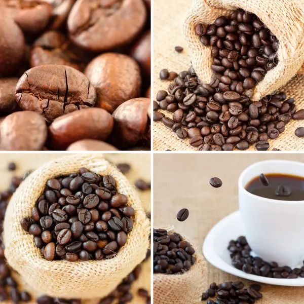 Coffee collage made with four unique images — Stock Photo, Image