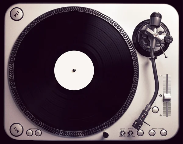 Old fashioned turntable playing a track — Stock Photo, Image