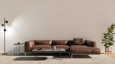 3D tasviri, büyük lüks, modern, parlak iç mekânlar sunuyor. Oturma odasındaki model bilgisayarlar dijital olarak oluşturuluyor.