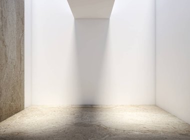 3D tasviri, büyük lüks, modern, parlak iç mekânlar sunuyor. Oturma odasındaki model bilgisayarlar dijital olarak oluşturuluyor.