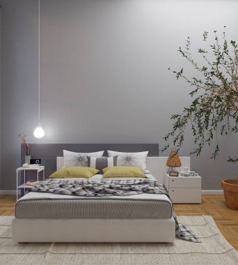 3D tasviri, büyük lüks, modern, parlak iç mekânlar sunuyor. Oturma odasındaki model bilgisayarlar dijital olarak oluşturuluyor.