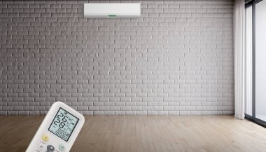 Büyük lüks, modern, aydınlık bir oturma odası. Klima modelleme çizimi 3D.