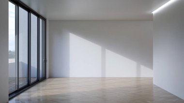 3D tasviri, büyük lüks, modern, parlak iç mekânlar sunuyor. Oturma odasındaki model bilgisayarlar dijital olarak oluşturuluyor.