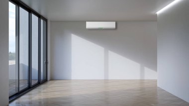 3D tasviri, büyük lüks, modern, parlak iç mekânlar sunuyor. Oturma odasındaki model bilgisayarlar dijital olarak oluşturuluyor.