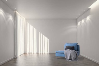 3D tasviri, büyük lüks, modern, parlak iç mekânlar sunuyor. Oturma odasındaki model bilgisayarlar dijital olarak oluşturuluyor.