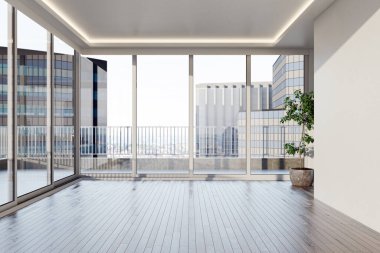 3D tasviri, büyük lüks, modern, parlak iç mekânlar sunuyor. Oturma odasındaki model bilgisayarlar dijital olarak oluşturuluyor.