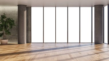 3D tasviri, büyük lüks, modern, parlak iç mekânlar sunuyor. Oturma odasındaki model bilgisayarlar dijital olarak oluşturuluyor.