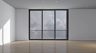 3D tasviri, büyük lüks, modern, parlak iç mekânlar sunuyor. Oturma odasındaki model bilgisayarlar dijital olarak oluşturuluyor.