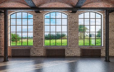 3D tasviri, büyük lüks, modern, parlak iç mekânlar sunuyor. Oturma odasındaki model bilgisayarlar dijital olarak oluşturuluyor.