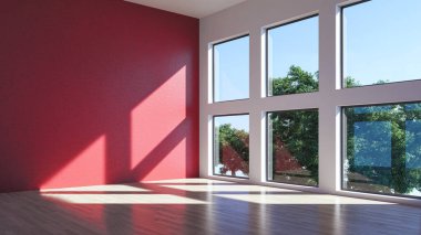 3D tasviri, büyük lüks, modern, parlak iç mekânlar sunuyor. Oturma odasındaki model bilgisayarlar dijital olarak oluşturuluyor.