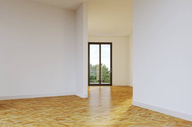 3D tasviri, büyük lüks, modern, parlak iç mekânlar sunuyor. Oturma odasındaki model bilgisayarlar dijital olarak oluşturuluyor.