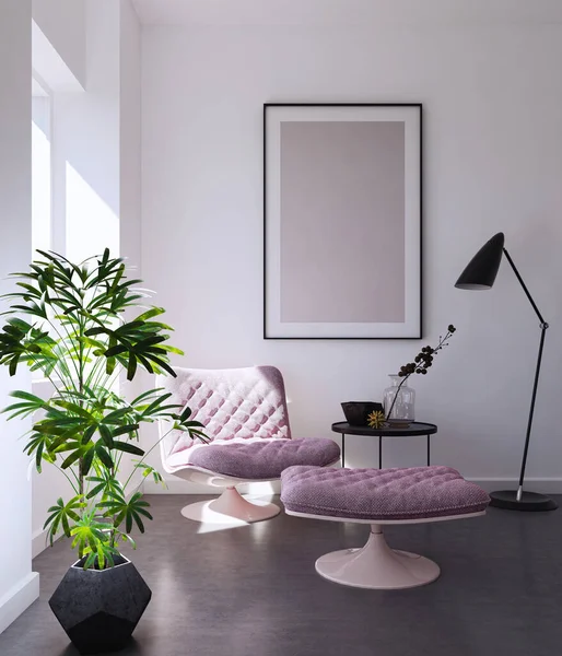 Illustration Rendering Großer Luxus Moderne Helle Innenräume Wohnzimmer Attrappe Computer — Stockfoto