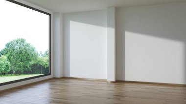 3D tasviri, büyük lüks, modern, parlak iç mekânlar sunuyor. Oturma odasındaki model bilgisayarlar dijital olarak oluşturuluyor.