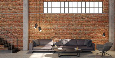 3D tasviri, büyük lüks, modern, parlak iç mekânlar sunuyor. Oturma odasındaki model bilgisayarlar dijital olarak oluşturuluyor.