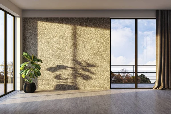 Ilustrace Vykreslování Velké Luxusní Moderní Světlé Interiéry Obývací Pokoj Mockup — Stock fotografie