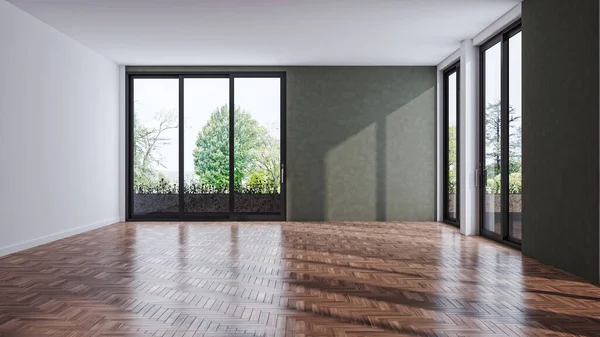 3D tasviri, büyük lüks, modern, parlak iç mekânlar sunuyor. Oturma odasındaki model bilgisayarlar dijital olarak oluşturuluyor.