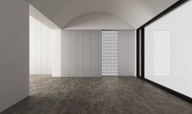 3D tasviri, büyük lüks, modern, parlak iç mekânlar sunuyor. Oturma odasındaki model bilgisayarlar dijital olarak oluşturuluyor.