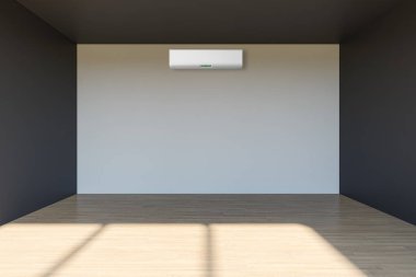 Büyük lüks, modern, aydınlık bir oturma odası. Klima modelleme çizimi 3D.