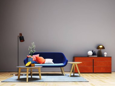 3D tasviri, büyük lüks, modern, parlak iç mekânlar sunuyor. Oturma odasındaki model bilgisayarlar dijital olarak oluşturuluyor.