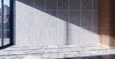 3D tasviri, büyük lüks, modern, parlak iç mekânlar sunuyor. Oturma odasındaki model bilgisayarlar dijital olarak oluşturuluyor.