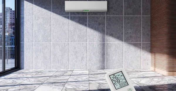 Büyük lüks, modern, aydınlık bir oturma odası. Klima modelleme çizimi 3D.