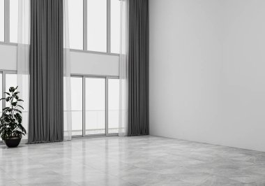 3D tasviri, büyük lüks, modern, parlak iç mekânlar sunuyor. Oturma odasındaki model bilgisayarlar dijital olarak oluşturuluyor.