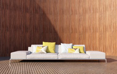 3D tasviri, büyük lüks, modern, parlak iç mekânlar sunuyor. Oturma odasındaki model bilgisayarlar dijital olarak oluşturuluyor.