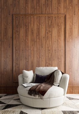 3D tasviri, büyük lüks, modern, parlak iç mekânlar sunuyor. Oturma odasındaki model bilgisayarlar dijital olarak oluşturuluyor.