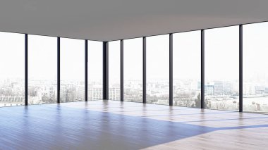 3D tasviri, büyük lüks, modern, parlak iç mekânlar sunuyor. Oturma odasındaki model bilgisayarlar dijital olarak oluşturuluyor.