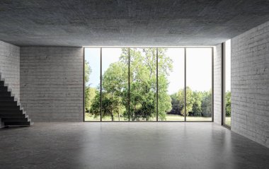 3D tasviri, büyük lüks, modern, parlak iç mekânlar sunuyor. Oturma odasındaki model bilgisayarlar dijital olarak oluşturuluyor.