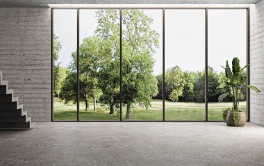 3D tasviri, büyük lüks, modern, parlak iç mekânlar sunuyor. Oturma odasındaki model bilgisayarlar dijital olarak oluşturuluyor.