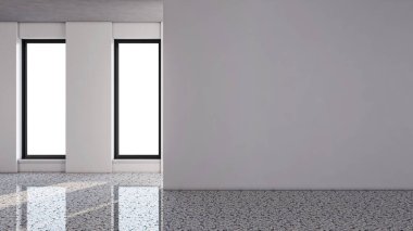 3D tasviri, büyük lüks, modern, parlak iç mekânlar sunuyor. Oturma odasındaki model bilgisayarlar dijital olarak oluşturuluyor.