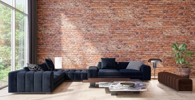 3D tasviri, büyük lüks, modern, parlak iç mekânlar sunuyor. Oturma odasındaki model bilgisayarlar dijital olarak oluşturuluyor.