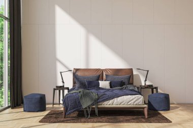 illustration 3D rendering Modern bright bed room interiors computer generated image