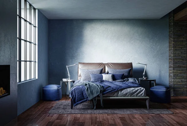 Illustration Rendering Modern Bright Bed Room Interiors Computer Generated Image — Stockfoto