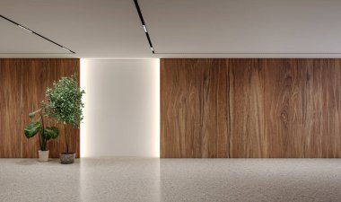 3D tasviri, büyük lüks, modern, parlak iç mekânlar sunuyor. Oturma odasındaki model bilgisayarlar dijital olarak oluşturuluyor.