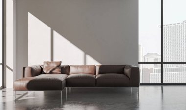 3D tasviri, büyük lüks, modern, parlak iç mekânlar sunuyor. Oturma odasındaki model bilgisayarlar dijital olarak oluşturuluyor.