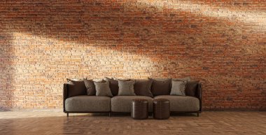 3D tasviri, büyük lüks, modern, parlak iç mekânlar sunuyor. Oturma odasındaki model bilgisayarlar dijital olarak oluşturuluyor.