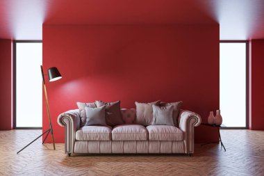 3D tasviri, büyük lüks, modern, parlak iç mekânlar sunuyor. Oturma odasındaki model bilgisayarlar dijital olarak oluşturuluyor.