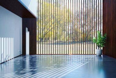 3D tasviri, büyük lüks, modern, parlak iç mekânlar sunuyor. Oturma odasındaki model bilgisayarlar dijital olarak oluşturuluyor.