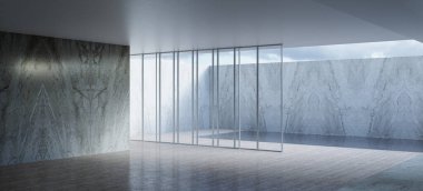 3D tasviri, büyük lüks, modern, parlak iç mekânlar sunuyor. Oturma odasındaki model bilgisayarlar dijital olarak oluşturuluyor.