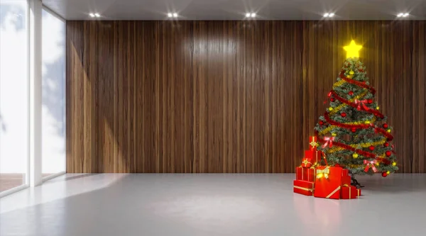 Festa Natal Ilustração Casa Lindamente Decorada Com Uma Árvore Natal — Fotografia de Stock