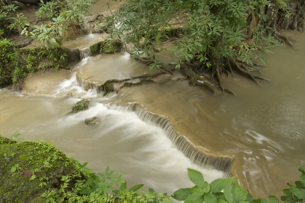 Erawan Waterfall in the rainy season. — Stock Photo, Image