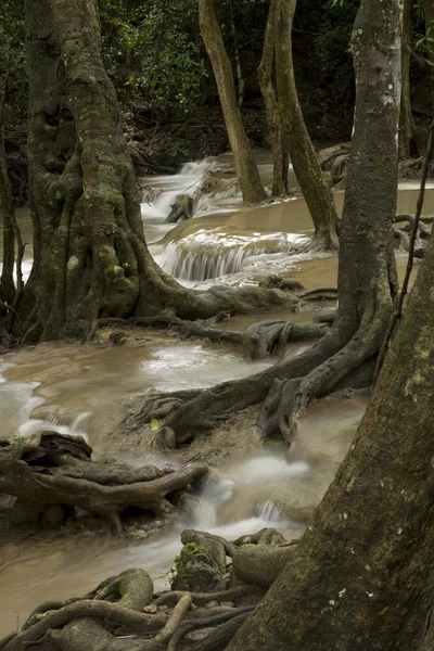 Erawan Waterfall in the rainy season. — Stock Photo, Image