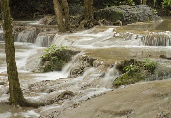 Erawan Waterfall in the rainy season. — Stock Photo, Image