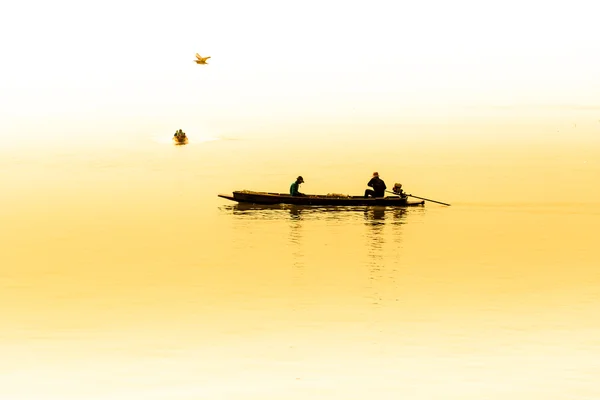 Fishermen collecting shellfish at cockle farming — Stock Photo, Image