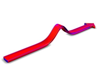 Beyaz arkaplanda kırmızı ok